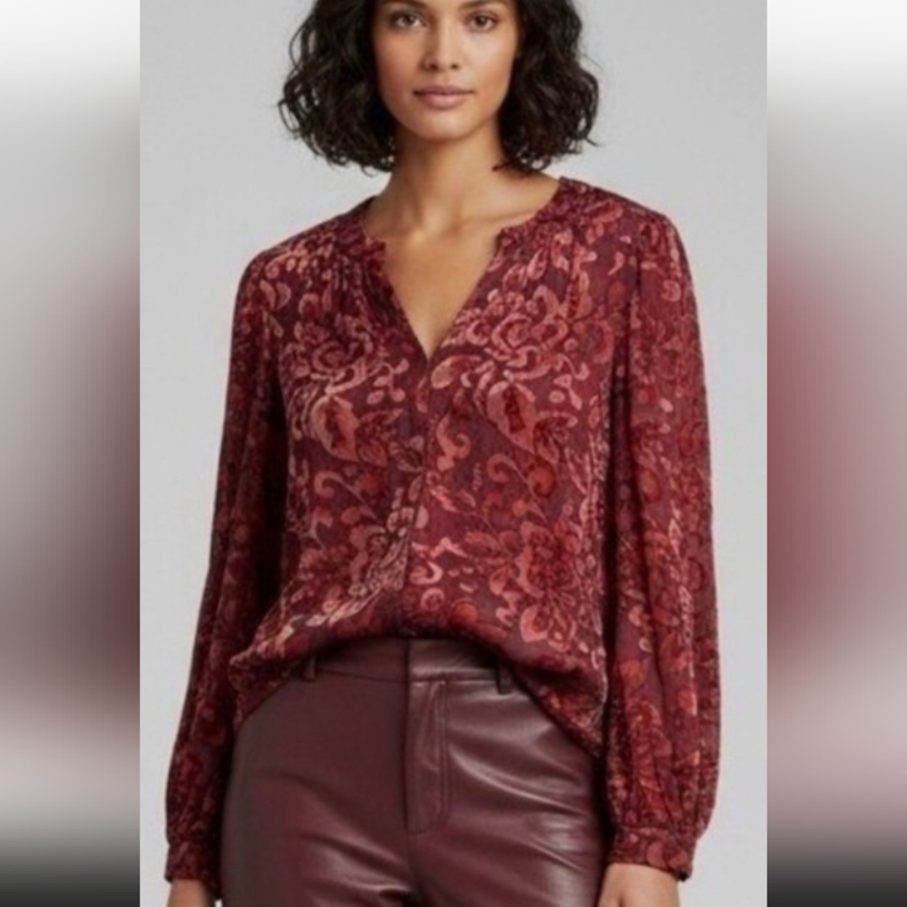 Chico's Velvet Burnout Floral Blouse